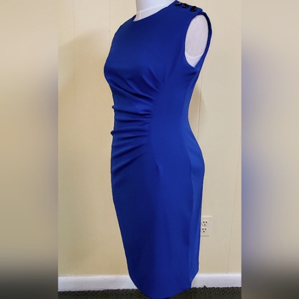 DKNY blue side ruched dress size 6